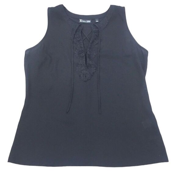 New York & Company 7th Avenue Design Studio Black Lace Up Tank Top - Picture 1 of 7